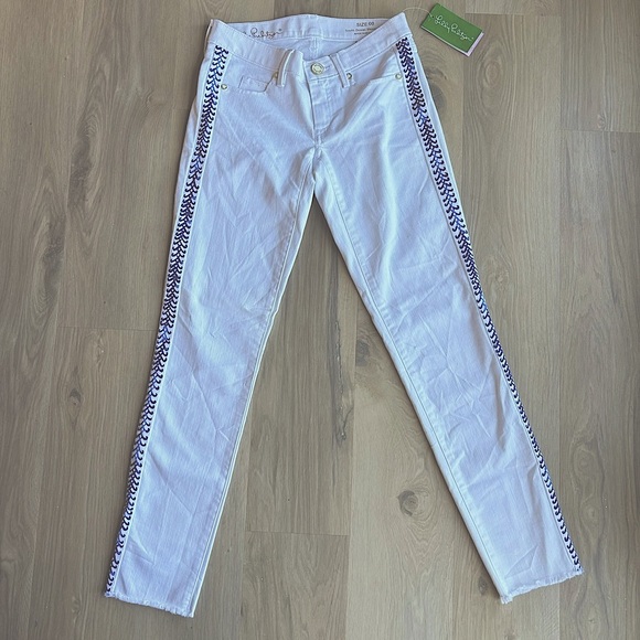 NWT!! Lilly Pulitzer South Ocean skinny crop jeans in resort white - Picture 6 of 7